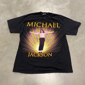 Michael Jackson Graphic T Shirt Black Mens Size Large Hanes Heavyweight